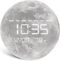 HOMLOVE Digital Wall Clock with Large LED Display, Moon Modern Electric Wall Clock [Plug-in] for All Room, Home, Office, (Moon, 12.59 INCH)