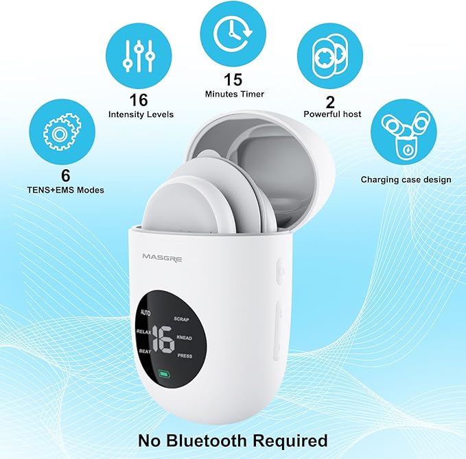 TENS Unit - Wireless Muscle Stimulator for Pain Relief, Dual Channel 16 Intensity Tens EMS Machine, LED-Display Rechargeable Cordless Portable Massager for Feet, Leg, Shoulder, Lower Back, Neck