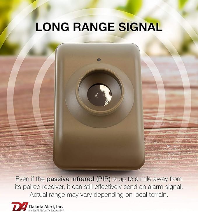 Dakota Alert Long Range Wireless Driveway Motion Detector - DCMA-4000 One Mile Alarm System - Passive Infrared Driveway Alarm Transmitter & Receiver - Outdoor Motion Sensor & Alarms