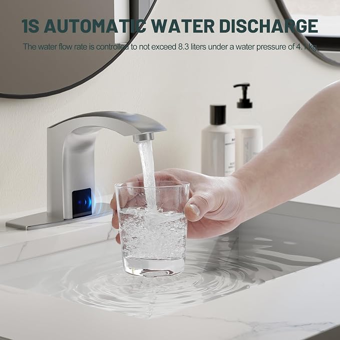 Touchless Bathroom Sink Faucets, Brushed Nickel - Image 5