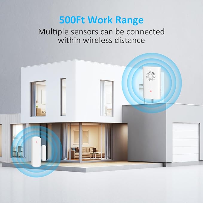 Wireless Door Sensor Chime, Door Open Alarm When Entry Business/Office/Store (500ft Range 51 Ringer Adjustable Volume) Home Alert Bell for Kid/Toddler Safety,2 Receivers +3 Sensors