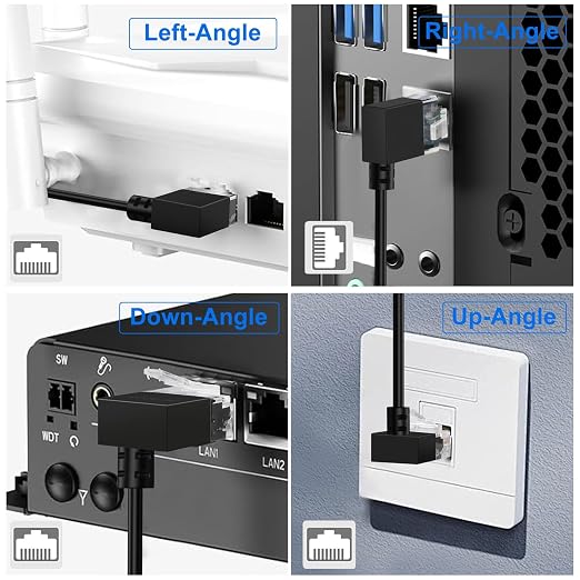 Cat6A Ethernet Cable 90 Degree Up Angled 6.6FT, Flexible Slim & Ultra Thin Cat6 - Image 3