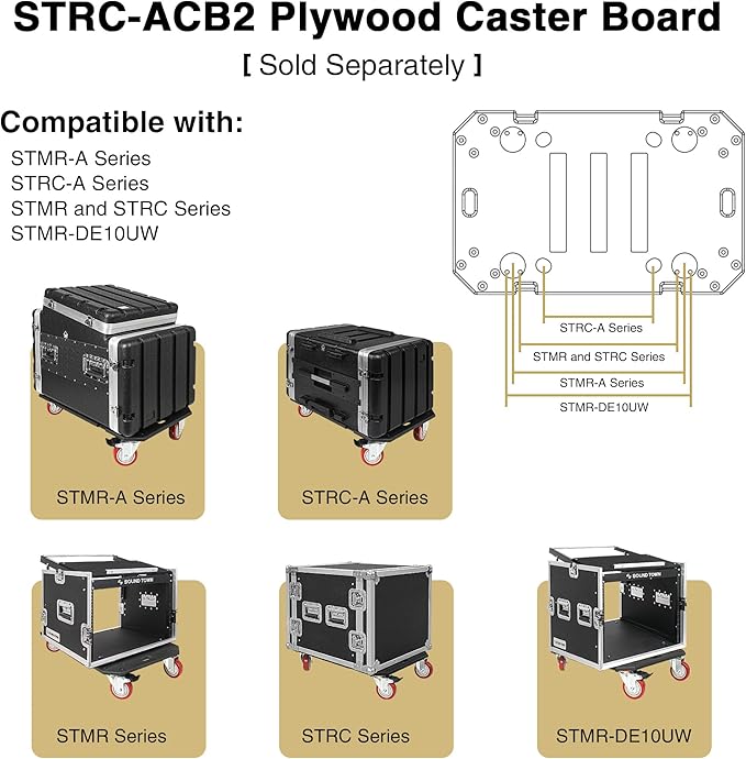 Sound Town 6U PA/DJ Rack/Road Case, 6-Space, with 21” Depth, Plywood, Metal Ball Corners - Pro Tour Grade (STRC-6U)