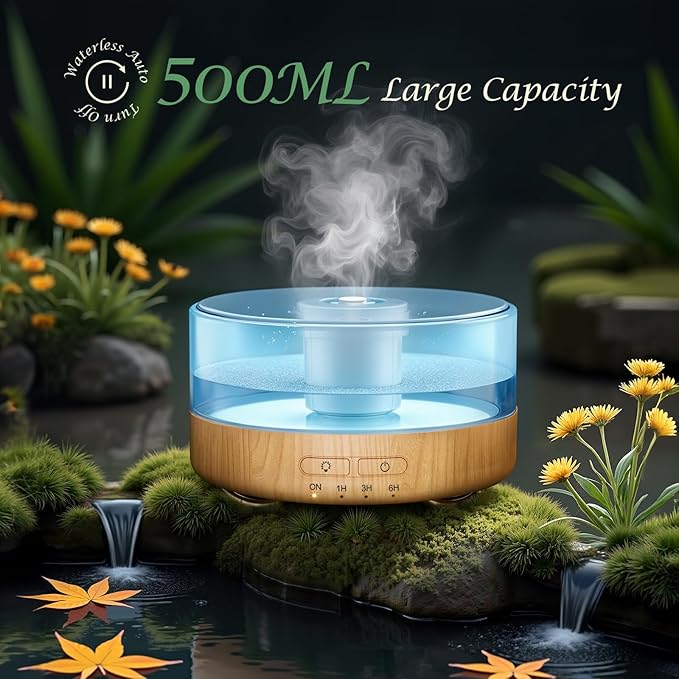 Essential Oil Diffuser for Home: 500ML Aroma Diffuser for Hotel Office Yoga Room - Humidifier with 9 Colors LED Night Light for Kids/Women Home Relaxation,Orange Yellow