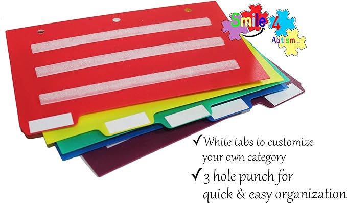 Smile4autism Small 7x9” Tools Perfect to Keep Your Loose Visual Picture Cards Organized. Autism, ABA, ADHD, Language & Apraxia Aspergers