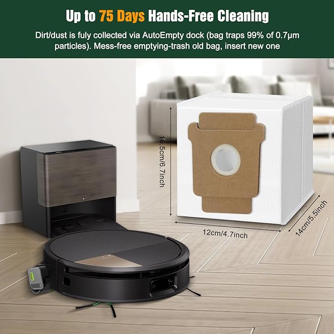 21 Pack Replacement Parts Accessories for iRobot Roomba Max 705 Combo / 706 Combo Robot Vacuum, 4 Main Brushes, 6 Side brushes, 6 Filters, 4 Dust Bags, 1 Cleaning Brush