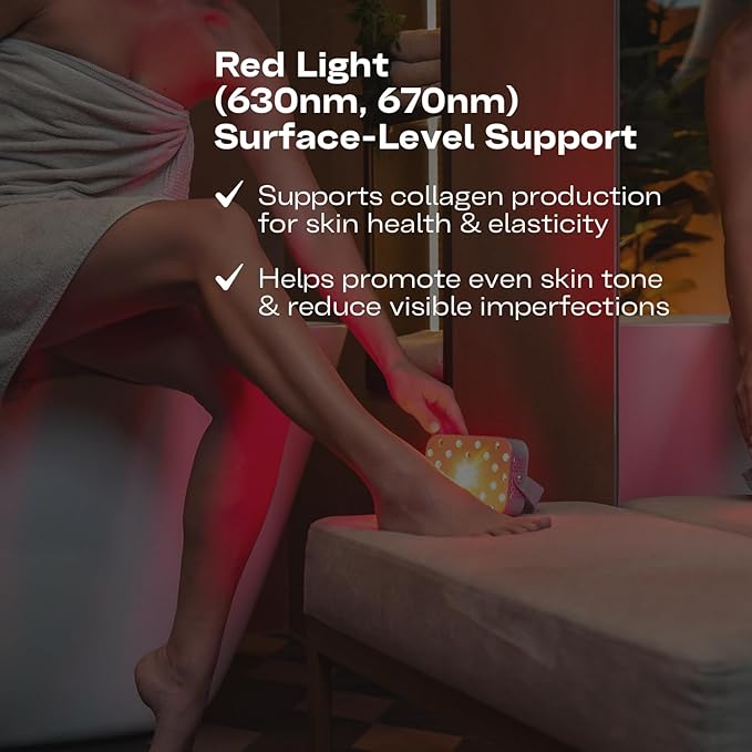 EMR-TEK Firefly Portable Red Light Therapy for Face & Body | Blend of Red (630nm 670nm) & Near-Infrared (830nm) Light | First-Ever Cordless COB Red Light Device | Flicker-Free, Travel Case Included