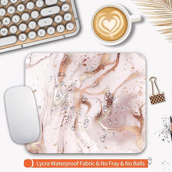 Armanza Square Mouse Pad Rose Gold Marble, Personalized Premium-Textured Custom Mouse Mat Design, Washable Mousepad Cloth, Non-Slip Rubber Base Computer Mouse Pads for Wireless Mouse