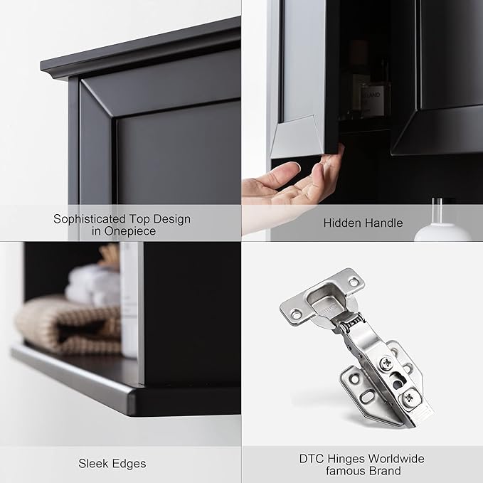 Black Bathroom Wall Cabinet 23x29 inch Wooden Bathroom Medicine Cabinet with 2 Doors and Adjustable Shelf, Wall Mounted Cabinet Over Toilet Storage Cabinet | 2 Doors, Adjustable Shelf, Wall Mounted, Over Toilet Storage