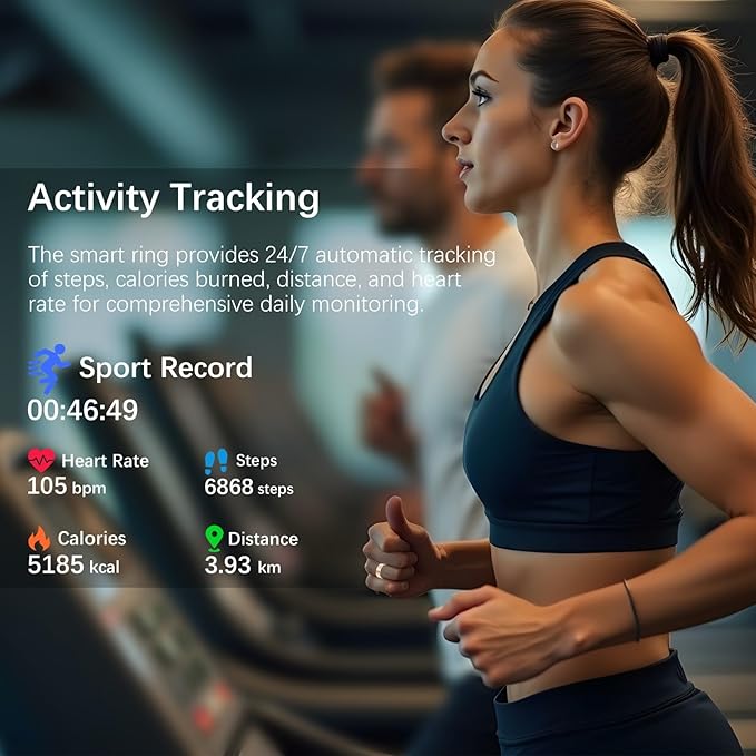 Smart Health Ring for Women Men, Fitness Tracker Ring with Heart Rate, Blood Oxygen, Sleep Tracker, Step Tracker, No Subscription Fee, IP68 Waterproof Smart Ring for iphone & Android (Rose Gold, 14#)