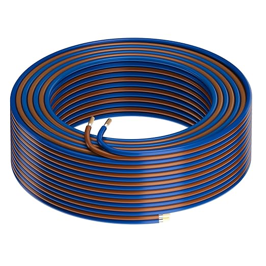 HiFind 14/2 Gauge AWG Car Audio Speaker Wire Cable 25 Ft, Professional Shielded OFC Zipper Wire, Transparent Soft PVC for Automotive Stereo HiFi Home Theater System, Subwoofer, Blue+ Brown