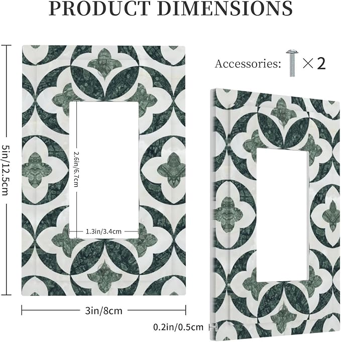 Bvtewkhz Green Luxury Modern Cubic Marble 1 Gang Single Rocker Decorative Light Switch Covers Electrical Faceplate Switch Plates for Bathroom Kitchen Home