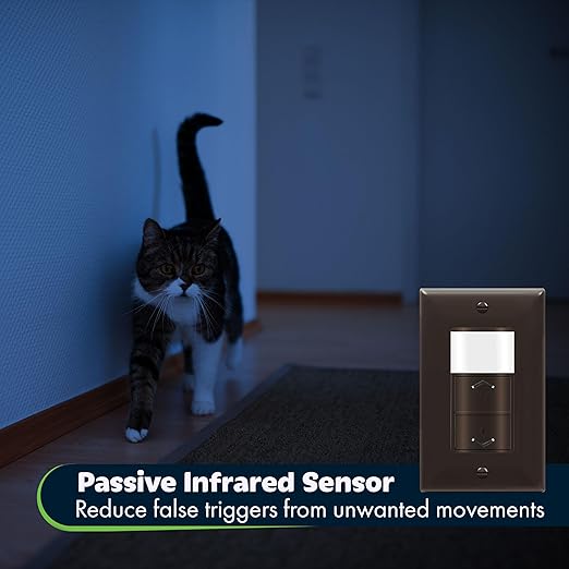 TOPGREENER Motion Sensor Light Switch Dimmer, Electronic Dimmer with PIR Motion Sensor, Occupancy & Vacancy Modes, 150W LED/CFL, Single-Pole, UL Listed, TDODS5-120-BR, Brown