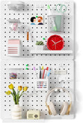 PEGZONE Pegboard Wall Organizer Combination Kit,Overall 33.1"x20.5" Metal Office Pegboard with 19 Accessories, Wall Mounted Peg board Display Panels for Home, Gaming Room, Garage (2Pcs,White)