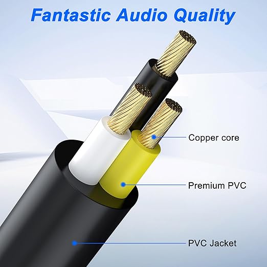 XMSJSIY 1/4" 6.35mm TS Mono Splitter 1 to 2 Audio Y Splitter Cable Adapter 6.35mm TS Male to Dual Female Mono Guitar Signal Audio Cord Gold Plaed for OFC HiFi TS Speaker Microphone Headphone-2M/6.5FT