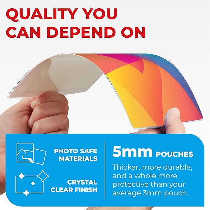 5MIL Thermal Laminating Sheets (75 Count) Photo, Notecard, I.D. Badge Sizes, Dry-Erase Friendly Laminating Pouches, Compatible with Laminators, Crystal Clear Laminated Finish