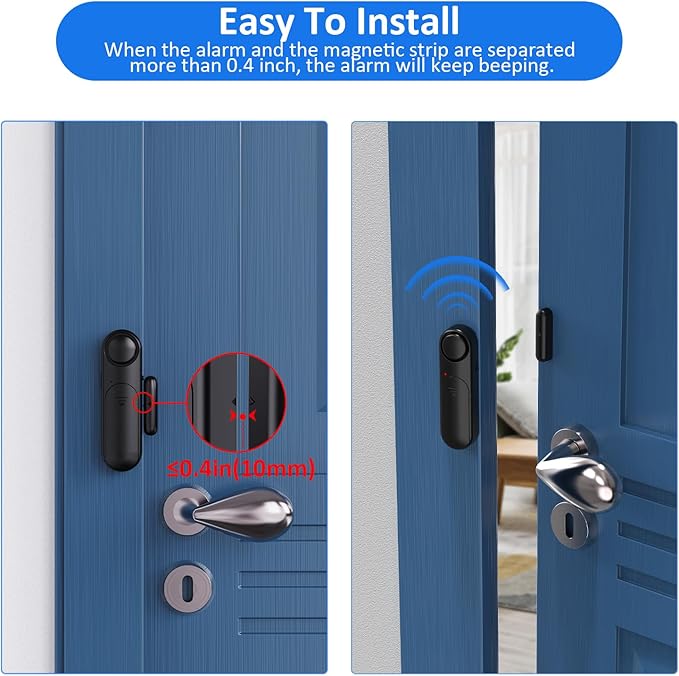 Window and Door Alarm When Opened (5 Pack) for Kids Safety/Home Security, Sliding Glass Front Door Opening Sensor Alarms for Dementia, 120dB Burglar Alert, Ideal for Business, Garage, Apartment, Black