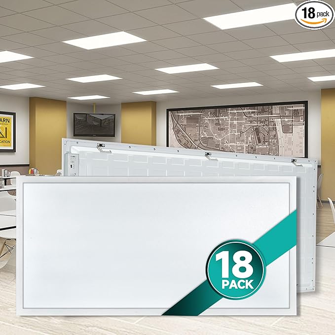 VocgoUU 18-Pack 2x4 LED Flat Panel Light Drop Ceiling, 0-10V Dimmable, 3CCT Selectable (5000K 4000K 3000K) & 3 Wattage Switchable (50W 40W 30W), 100-277Vac, ETL & DLC