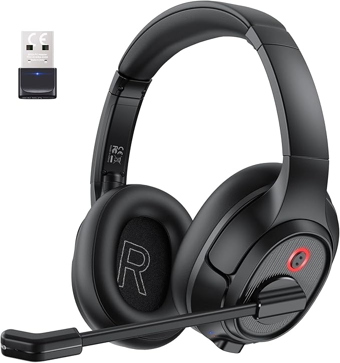 EKSA Wireless Headset with Mic for Work, Bluetooth 5.0 Headset with AI-Powered Noise Cancelling Microphone - Bluetooth Wireless Headphones with Mic for Work/PC/Laptop/Computer/Office/Zoom