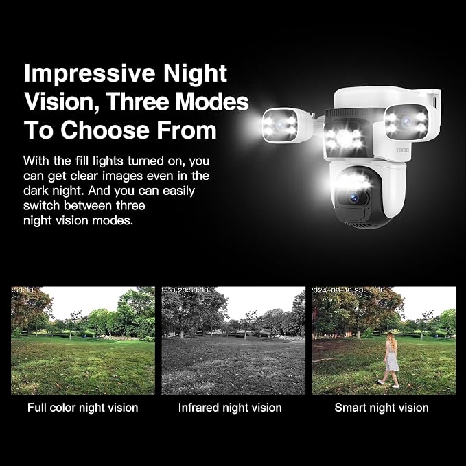 EVERSECU Solar Wireless Triple Lens WiFi PTZ Security Camera, Three Cameras in - Image 3