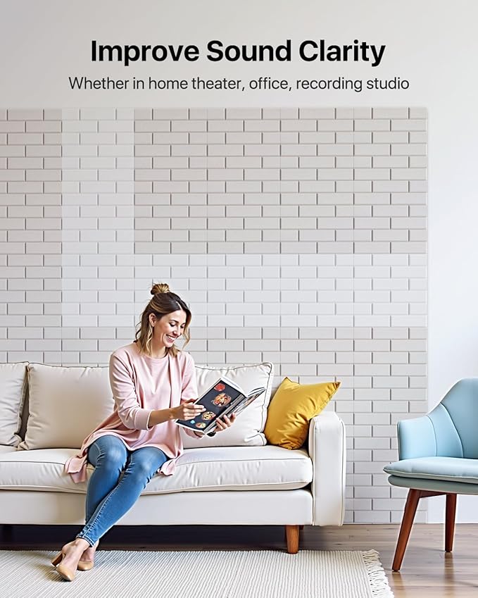 Soundsbay Acoustic Panels, 18 Pack Sound Proof Foam Panels for Wall, High Density Soundproof Wall Panels Brick Wall Panels for Office,Reccording Studio, Ceiling 12" X 12" X 0.4" White