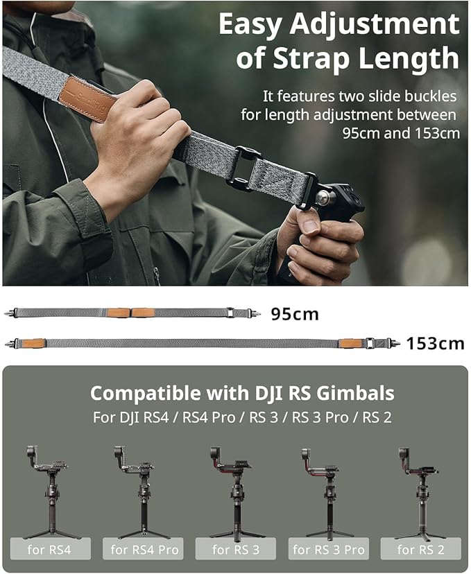 SmallRig RS3 RS2 Weight-Reducing Shoulder Strap Compatible with Sling Handle for DJI, Gimbal Belt with Upgraded QD Quick Release Buckles for DJI RS 5 / RS4 / RS4 Pro/RS 3 / RS 3 Pro/RS 2