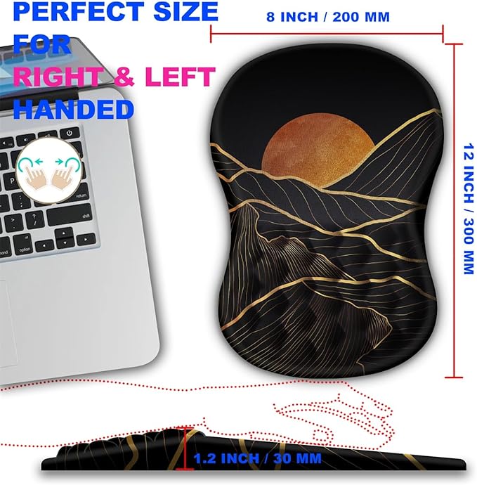 KUOSGM Mouse Pad Wrist Support, Ergonomic Mouse Pad with Massage Dot, Comfortable Computer Mouse Pad for Laptop, Wrist Rest Pain Relief Mousepad with Non-Slip PU Base for Office & Home, 12 x 8 in