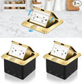 Vagueior Pop Up Floor Electrical Outlet Stainless Steel Box Kit, 20A TR Receptacle Outlet，Tamper-Resistant Receptacle Outlet, ETL Certified,Gold(2 Pack)