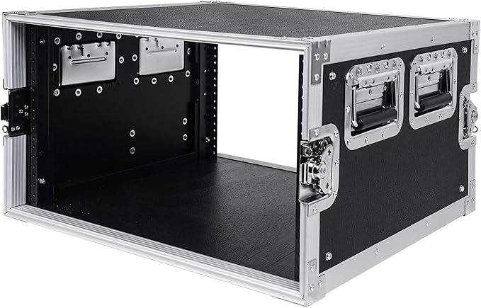 Sound Town 6U PA/DJ Rack/Road Case, 6-Space, with 21” Depth, Plywood, Metal Ball Corners - Pro Tour Grade (STRC-6U)