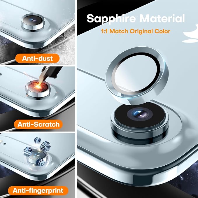 Camera Lens Protector for iPhone Air, Sapphire Glass Metal Individual Camera - Image 3