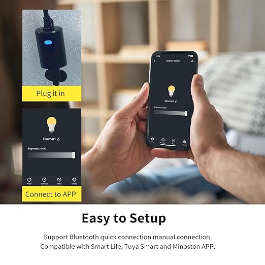 WiFi Dimmer Plug Outdoor Smart Outlet Compatible with Alexa and Google Assistant, IP65 Waterproof for Dimmable String Lights, No Hub Required, Max Power 400W, ETL and FCC listed(MP22WD)