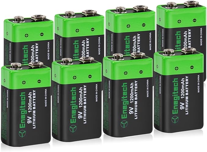 Enegitech 9V Lithium Battery, 9 Volt Battery 1200mAh Non-Rechargeable by Enegitech
