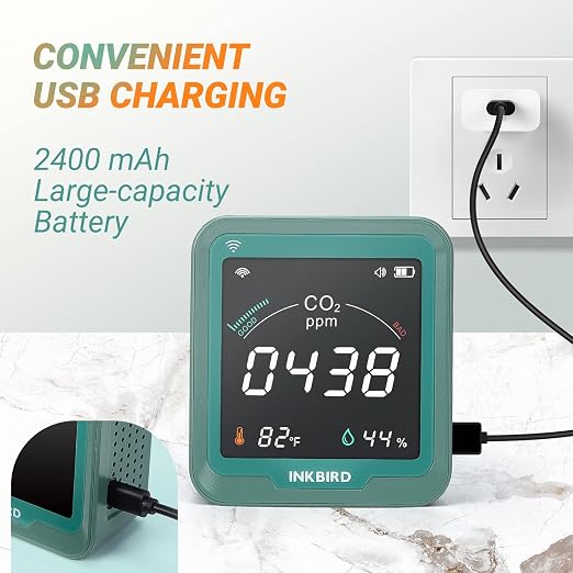 INKBIRD WiFi Air Quality Monitor Indoor Battery Powered | Smart NDIR Sensor and - Image 6
