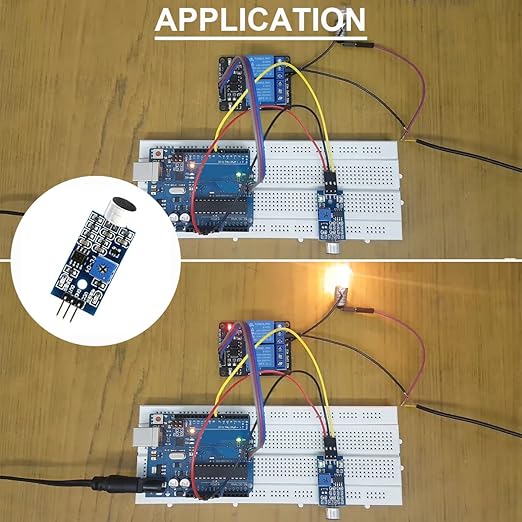 DAOKAI 5PCS Microphone Sensor Module High Sensitivity Sound Detection Sound Sensor Control Switch Module(Blue) 3.3-5V for Arduino with Dupont Cable