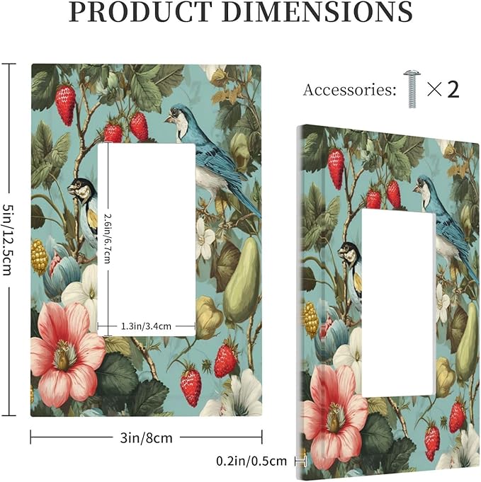 Bvtewkhz William Morris Flower 1 Gang Single Rocker Wall Plate Cover Decorative Light Switch Covers Electrical Faceplate Switch Plates for Bathroom Kitchen Home