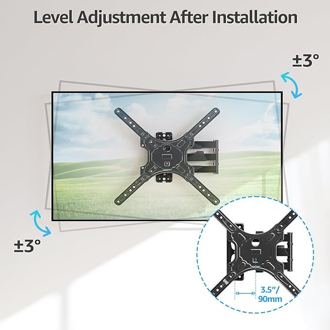 MOUNTUP TV Wall Mounts for Most 26-60 Inches TVs, Full Motion TV Bracket with Swivel and Extension, Articulating Arms, Tilt, Leveling, Single Stud Design, Max VESA 400x400mm up to 77lbs, MU0009