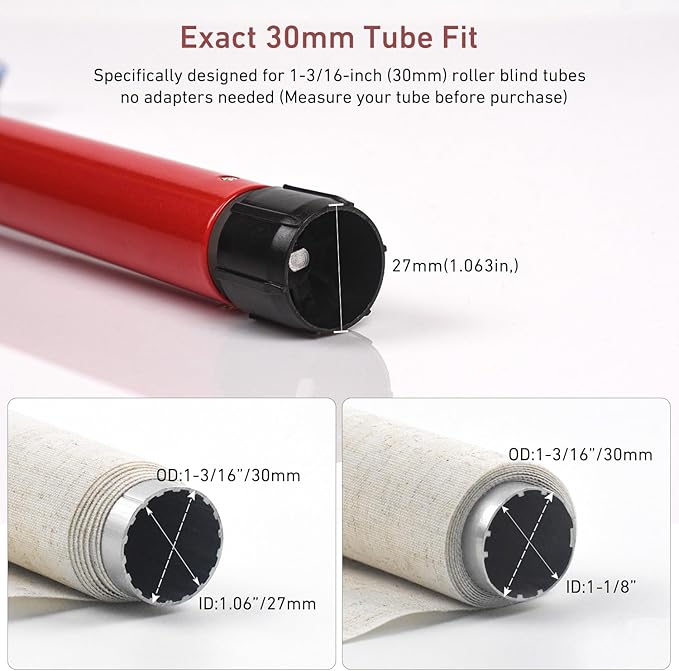 1-3/16inch (30mm) RV Electric Roller Shade Replacement Motor for RV Blinds & Shades – 12V Shade Tube Motor with Remote Control