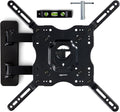 Amazon Basics Full Motion Articulating TV Wall Mount, with Swivel and Tilt, for 26" to 55" TVs and Flat Panels up to 80 Lbs, VESA Compatible, Black