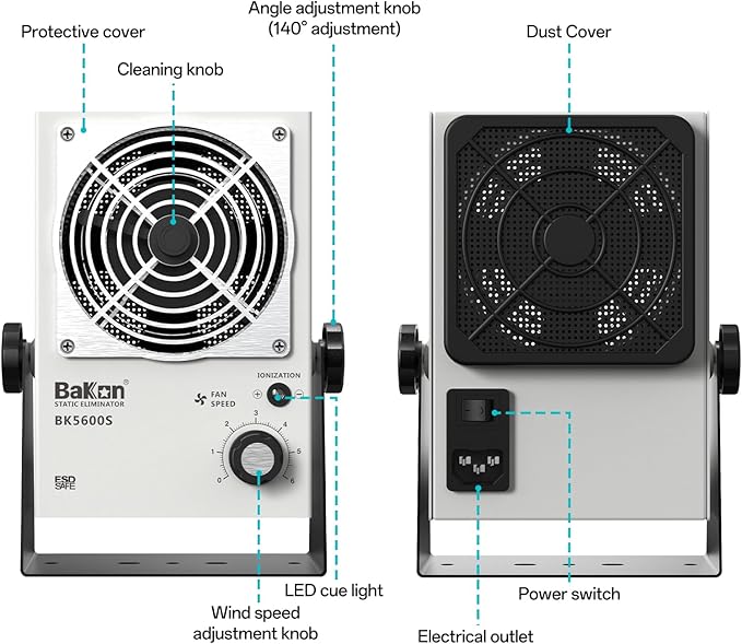 BK5600S Anti-Static Ion Fan, Ion Electric Fan, Static Eliminator, Electronic Manufacturing Maintenance, Scientific Research Laboratory, Chip Packaging To Eliminate Static Electricity (2024-BK5600S)