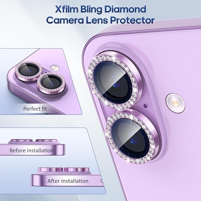 for iPhone 17 Camera Lens Protector Bling, Individual Diamond Metal Ring - Image 5