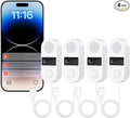 WiFi Water Leak Detector 4 Pack - Smart Water Leak Sensors with Tuya App Alerts, 130dB Loud Siren, 39" Extended Probe, Battery Powered, No Hub Required for Kitchen Bathroom Basement Laundry Room