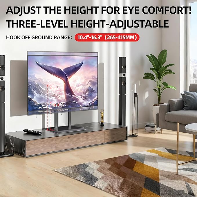 XinleTech Universal TV Stand with Metal Base,Table Top TV Stand for 75 77 85 86 inch TVs - Height Adjustable Stand, VESA 600x600mm, No-Drill Installation,Heavy-Duty,Holds 155lbs,XL-DZ945