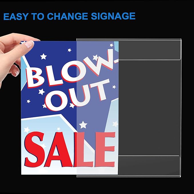 Dingelex Acrylic 11 x 17 Horizontal Sign Holder Wall Mount,Clear Door Sign Holder Hanging Plastic Document Holder,Acrylic Wall Frame Plastic Wall Holders for Paper,6 Pack,No Drilling, Landscape