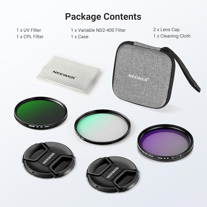 NEEWER 67mm Variable ND + CPL + UV Filter Kit - Image 9