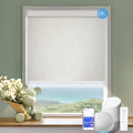 COOLWINDS Motorized Blinds with Remote Cordless Automatic Motorized Shades Custom Blinds for Windows Smart Curtains Compatible with Alexa Google Home(Blackout Jacquard Beige,W65 x H72in)
