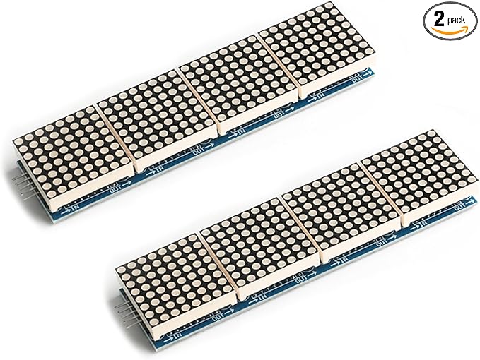 2Pcs MAX7219 Dot Matrix Display 4 in 1 Integrated Display 4 Dot Matrix Integrated Display Screen Module Microcontroller Controls Red Color LED Electronic Components 5V