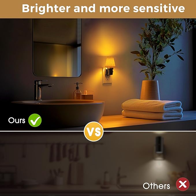 L LOHAS LED Night Lights Plug into Wall, 2 Pack Linen Fabric Round Platform Decor Night Light, Dusk to Dawn Sensor Vintage Nightlight, Amber Warm 0-100LM Dimmable, for Bedroom Living Room Hallway