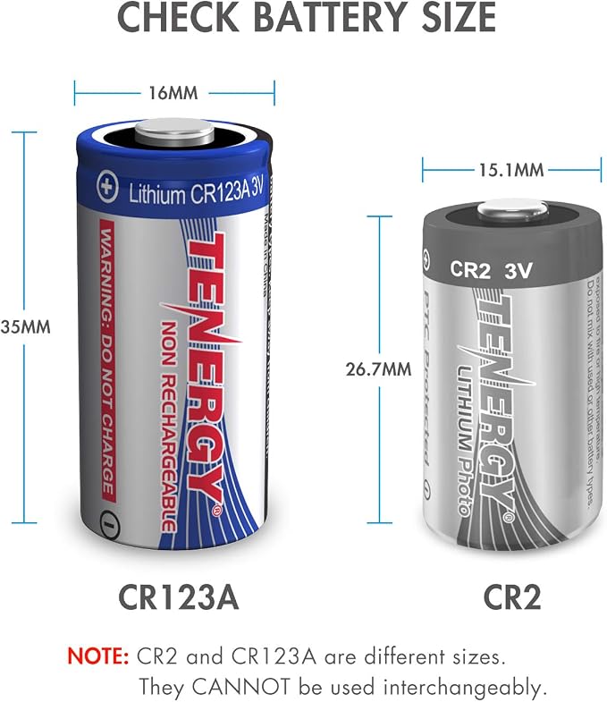 Tenergy 3V CR123A Lithium Battery, High Performance CR123A Cell Batteries PTC - Image 2