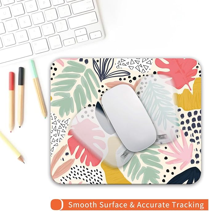 Armanza Square Mouse Pad Tropical Plants, Personalized Premium-Textured Custom Mouse Mat Design, Washable Mousepad Cloth, Non-Slip Rubber Base Computer Mouse Pads for Wireless Mouse