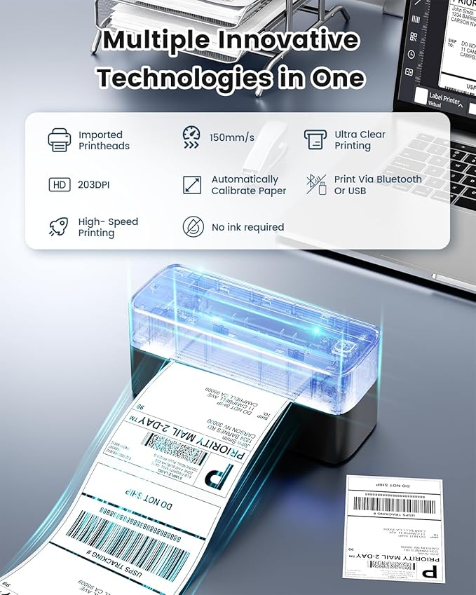 Phomemo Bluetooth Shipping Label Printer, 241BT 4X6 Wireless Thermal Label - Image 3